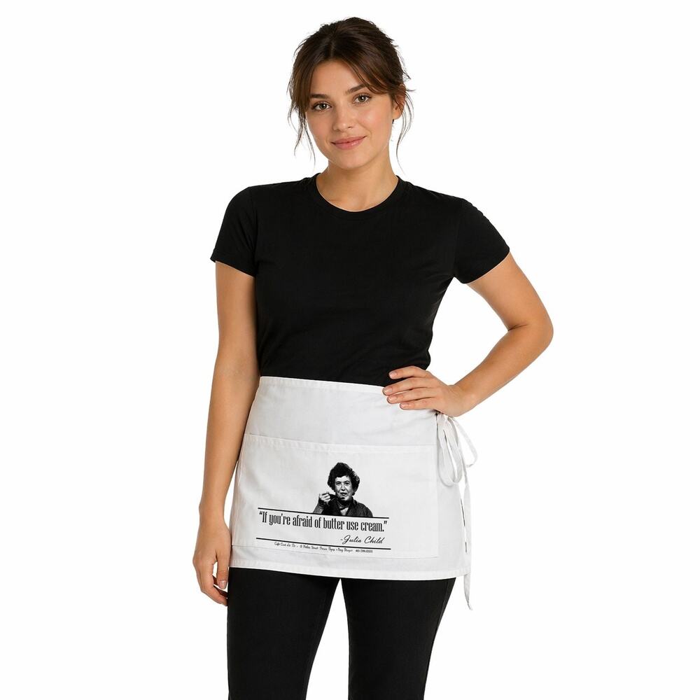 Julia Child Half Apron Stain Release Technology White NEW
